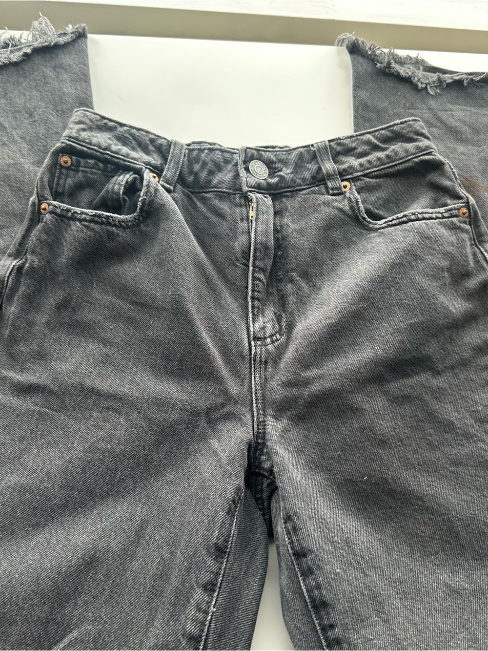 Garage Women's Straight Leg Jeans in Washed Charcoal Black 03/26